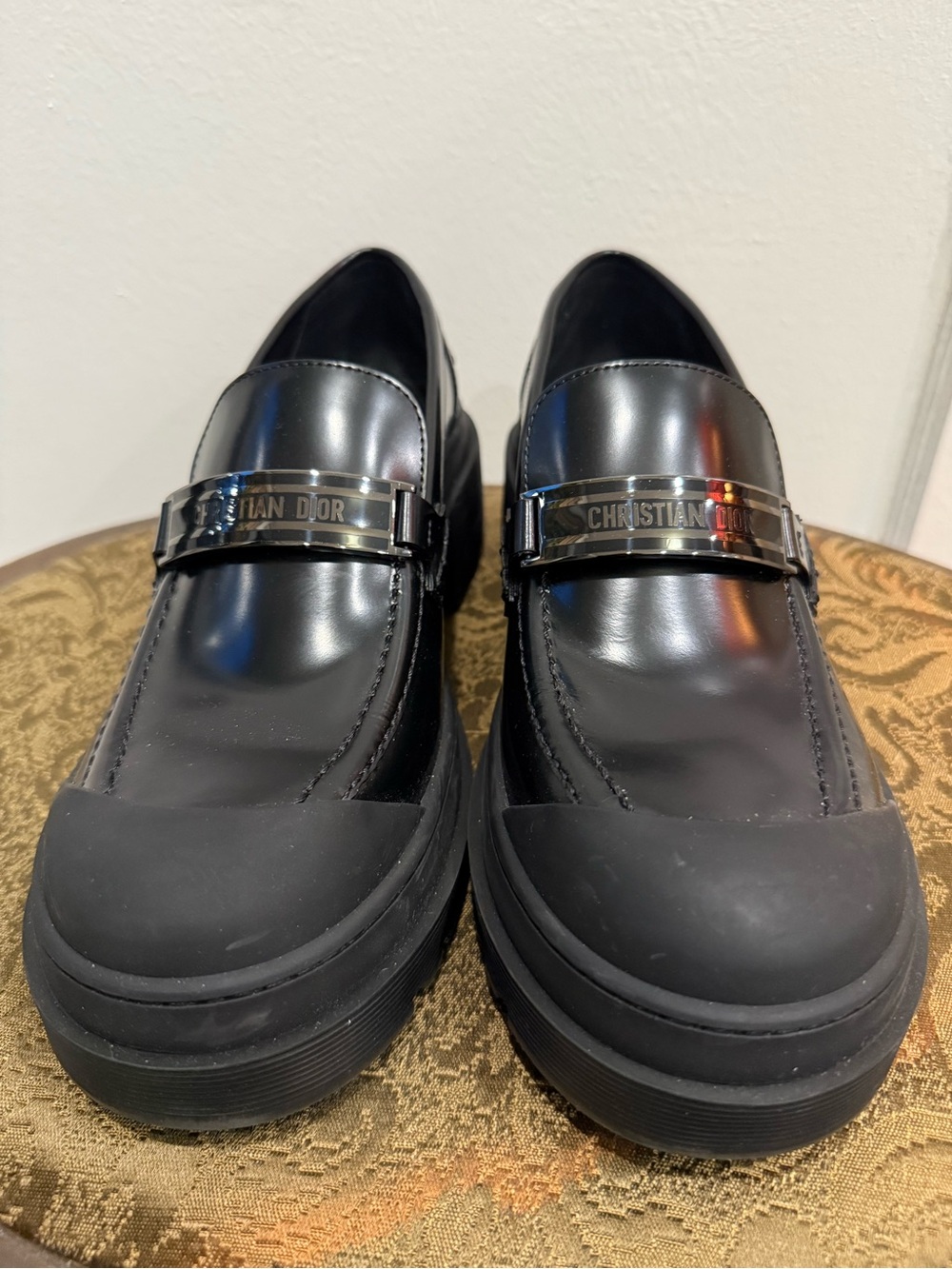 Dior “Code” Black Chunky Leather Loafers - Picture 2 of 10